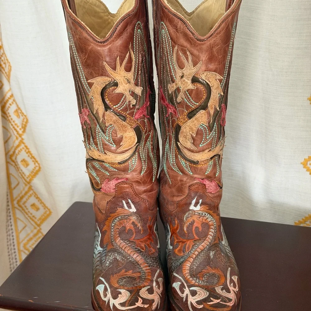 RARE collector Corral green dragon western boots - Picture 6 of 12